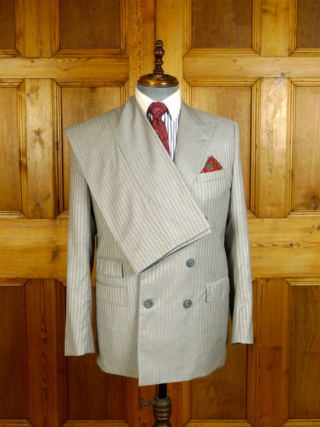 25/0172 terry haste 2013 savile row bespoke d/b grey / bronze candy-stripe luxury worsted suit 38 regular