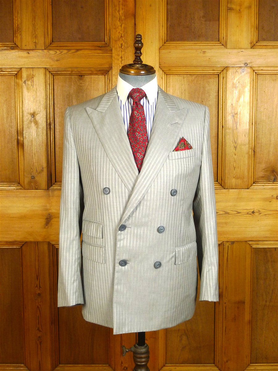 25/0172 terry haste 2013 savile row bespoke d/b grey / bronze candy-stripe luxury worsted suit 38 regular
