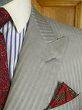 25/0172 terry haste 2013 savile row bespoke d/b grey / bronze candy-stripe luxury worsted suit 38 regular