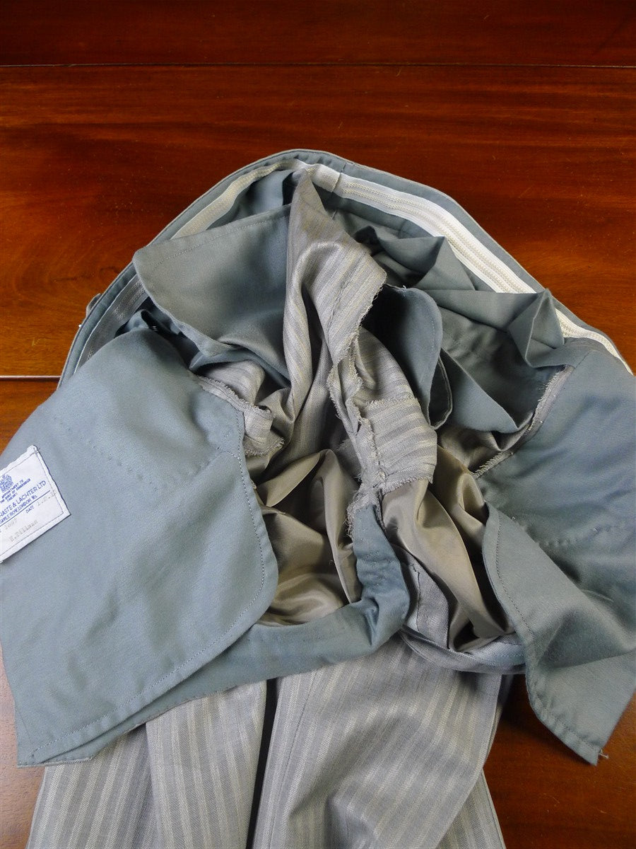 25/0172 terry haste 2013 savile row bespoke d/b grey / bronze candy-stripe luxury worsted suit 38 regular