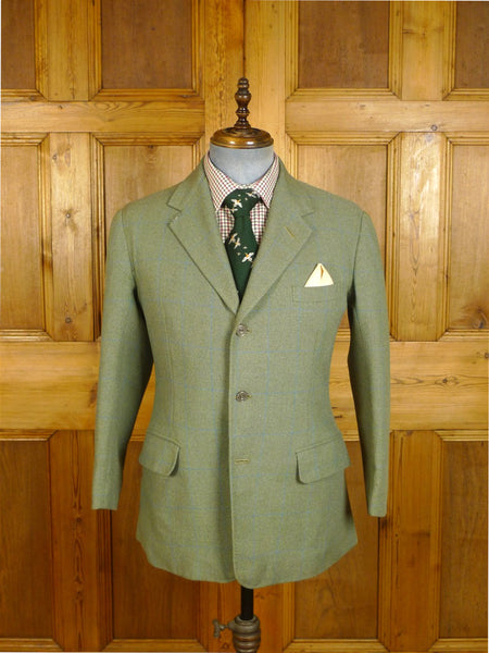 25/0175 vintage anderson & sheppard savile row bespoke green wp check tweed sports jacket 39 short