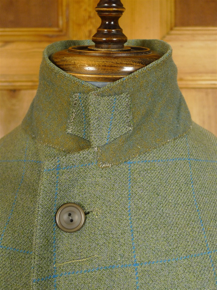 25/0175 vintage anderson & sheppard savile row bespoke green wp check tweed sports jacket 39 short