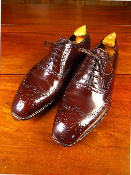 25/0166 beautiful anthony cleverley bespoke mahogany brown leather brogue shoe uk 11