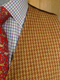 25/0189 glenyon mill 2007 bespoke tan brown houndstooth tweed 4 piece shooting outfit - jkt, shooting gilet, waistcoat, cap - 43-44 long