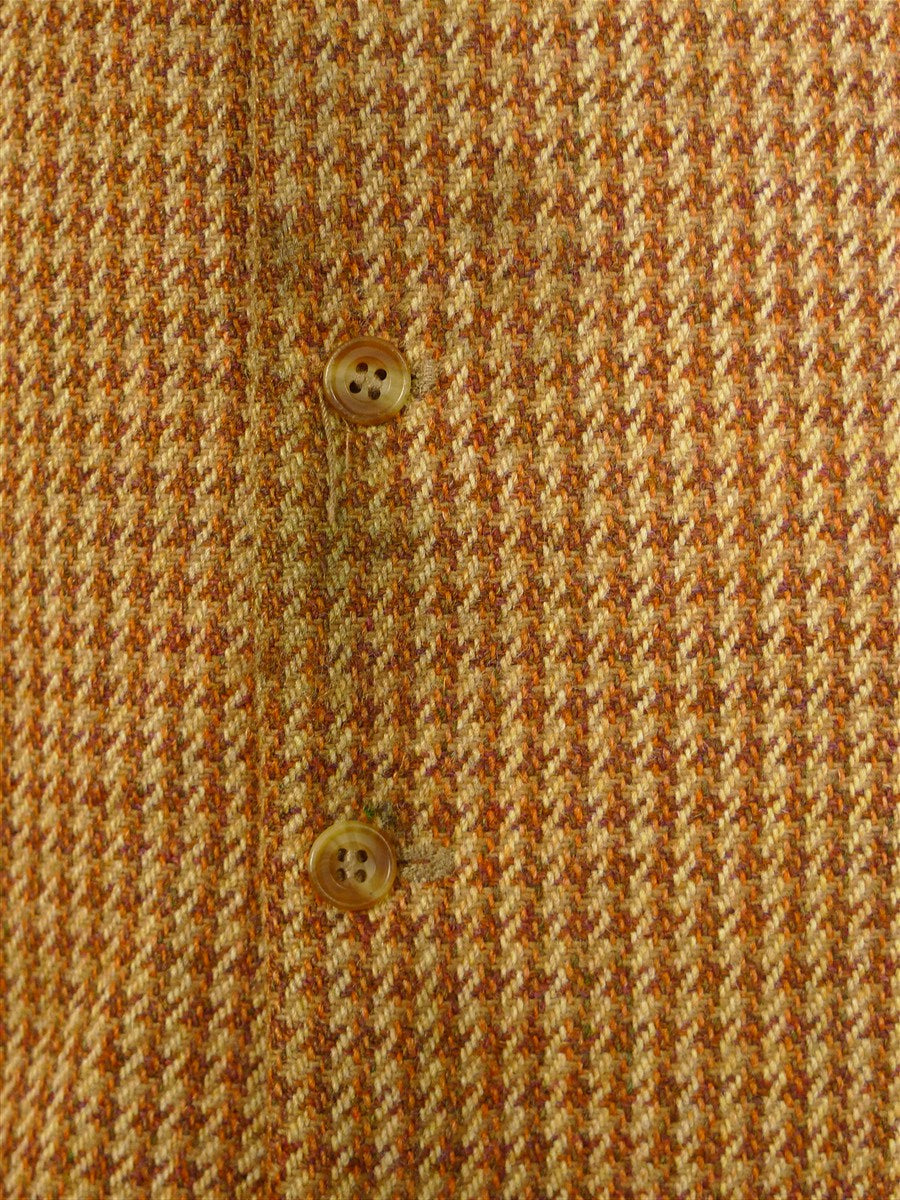 25/0189 glenyon mill 2007 bespoke tan brown houndstooth tweed 4 piece shooting outfit - jkt, shooting gilet, waistcoat, cap - 43-44 long
