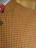 25/0189 glenyon mill 2007 bespoke tan brown houndstooth tweed 4 piece shooting outfit - jkt, shooting gilet, waistcoat, cap - 43-44 long