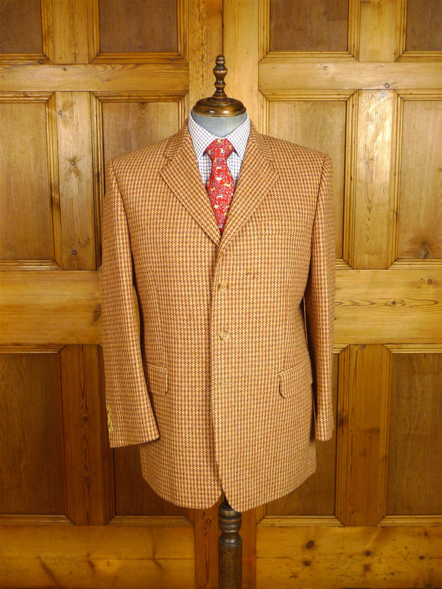 25/0189 glenyon mill 2007 bespoke tan brown houndstooth tweed 4 piece shooting outfit - jkt, shooting gilet, waistcoat, cap - 43-44 long