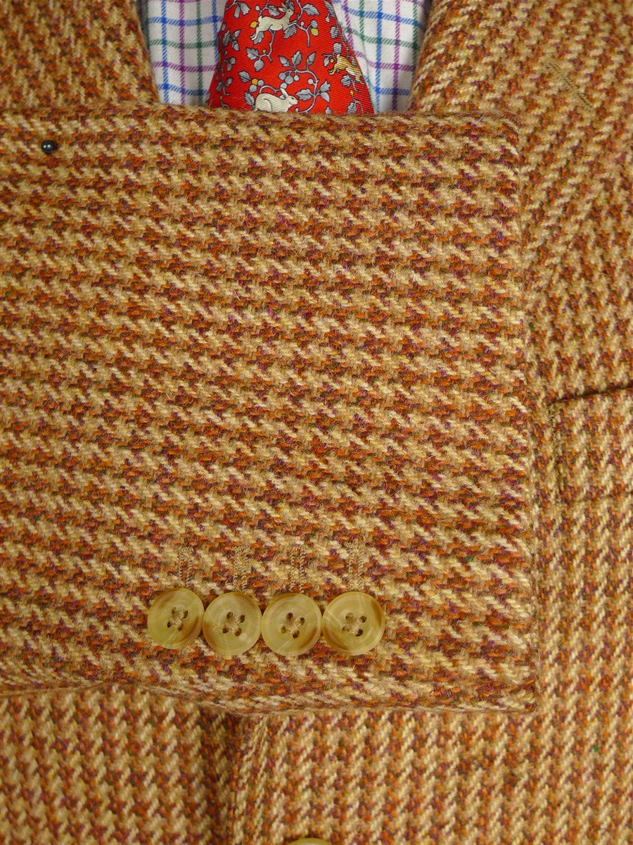 25/0189 glenyon mill 2007 bespoke tan brown houndstooth tweed 4 piece shooting outfit - jkt, shooting gilet, waistcoat, cap - 43-44 long