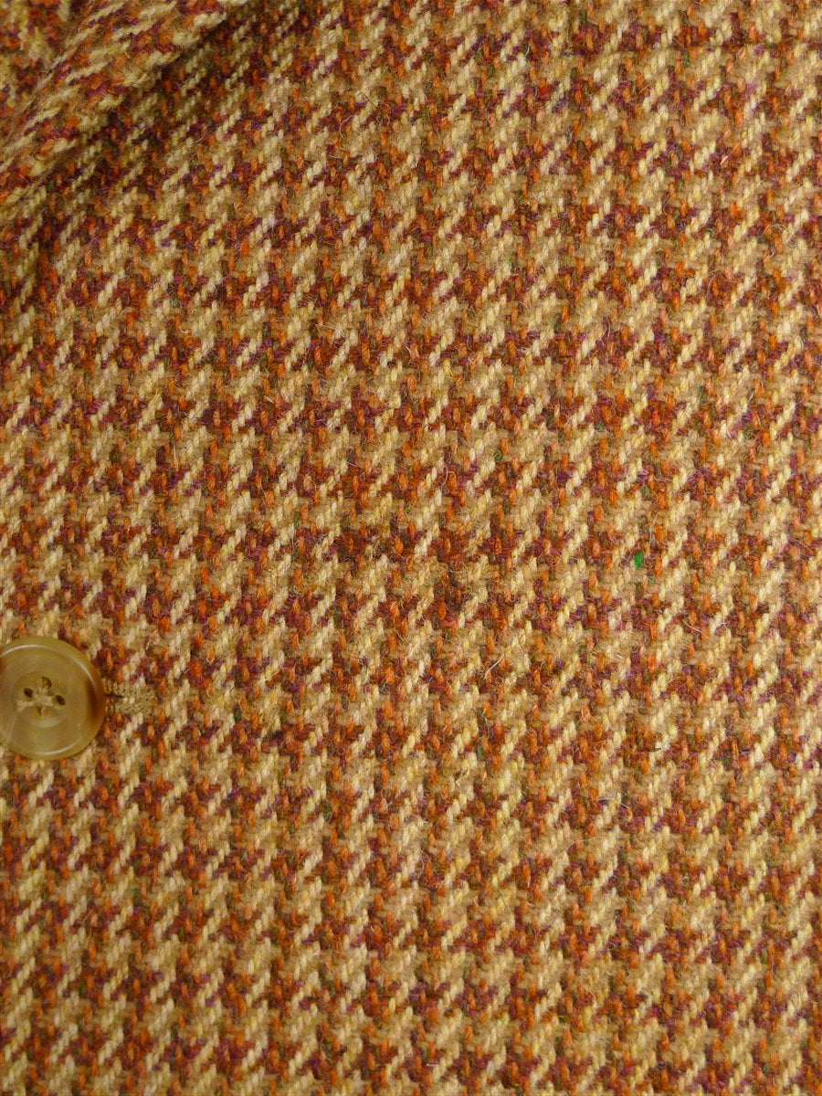 25/0189 glenyon mill 2007 bespoke tan brown houndstooth tweed 4 piece shooting outfit - jkt, shooting gilet, waistcoat, cap - 43-44 long