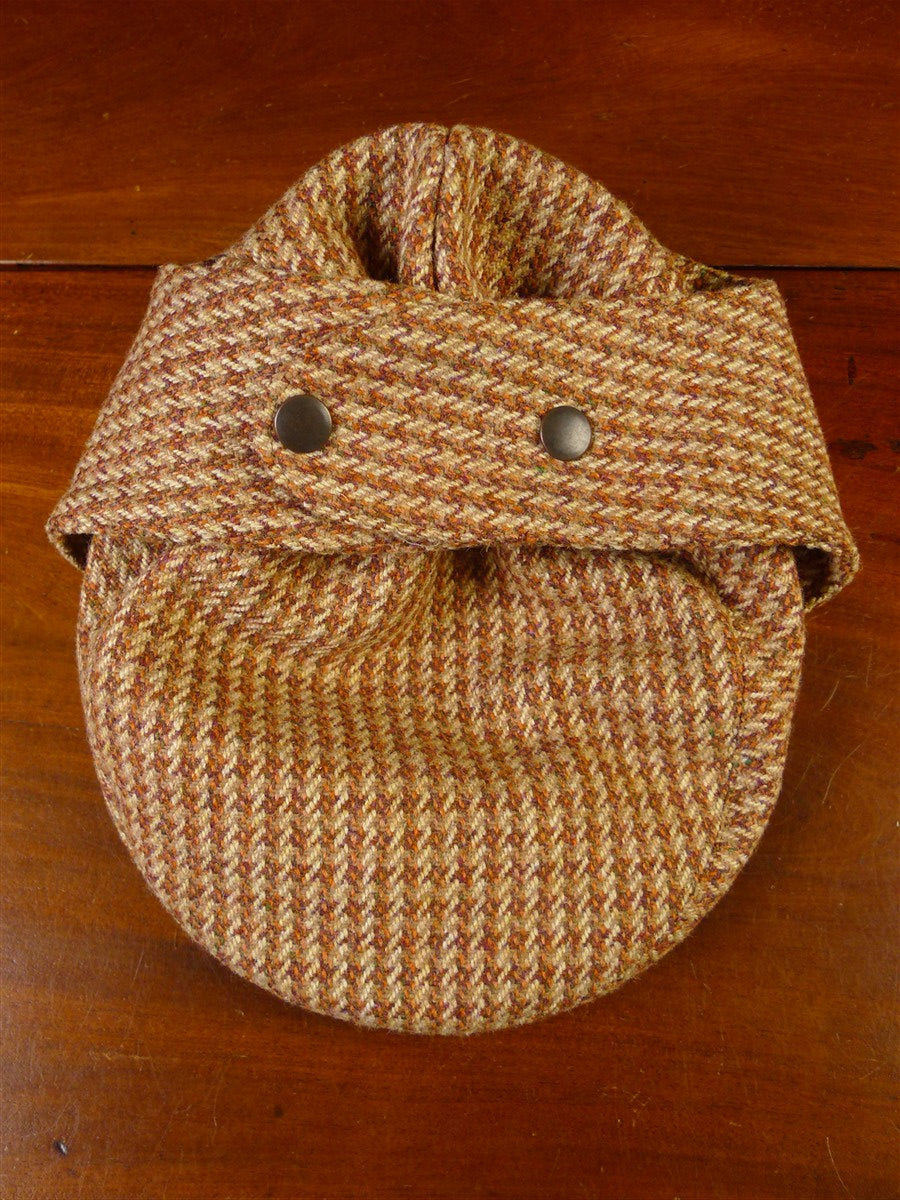 25/0189 glenyon mill 2007 bespoke tan brown houndstooth tweed 4 piece shooting outfit - jkt, shooting gilet, waistcoat, cap - 43-44 long