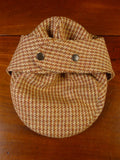 25/0189 glenyon mill 2007 bespoke tan brown houndstooth tweed 4 piece shooting outfit - jkt, shooting gilet, waistcoat, cap - 43-44 long