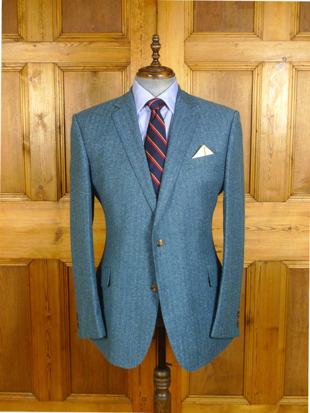 25/0213 immaculate richard james savile teal green blue wool & 38% silk sports jacket blazer w/ carrier 44 regular
