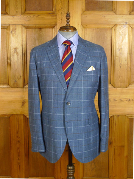 25/0214 immaculate hackett london wool cashmere cotton blue wp check sports jacket blazer w/ carrier 45 regular