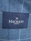 25/0214 immaculate hackett london wool cashmere cotton blue wp check sports jacket blazer w/ carrier 45 regular