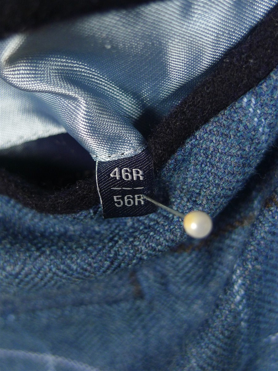 25/0214 immaculate hackett london wool cashmere cotton blue wp check sports jacket blazer w/ carrier 45 regular