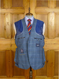 25/0214 immaculate hackett london wool cashmere cotton blue wp check sports jacket blazer w/ carrier 45 regular