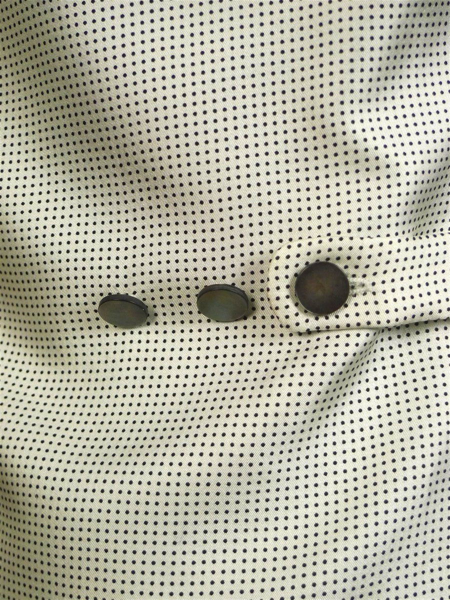 25/0221B new w/tags kilgour savile row 100% silk white / dark navy polka dot 1/1 d/b morning waistcoat (rrp £350) 36