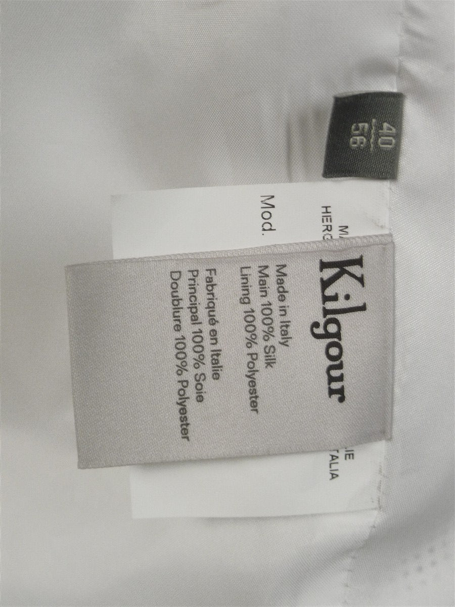 25/0221C new w/tags kilgour savile row 100% silk white / dark navy polka dot 1/1 d/b morning waistcoat (rrp £350) 40
