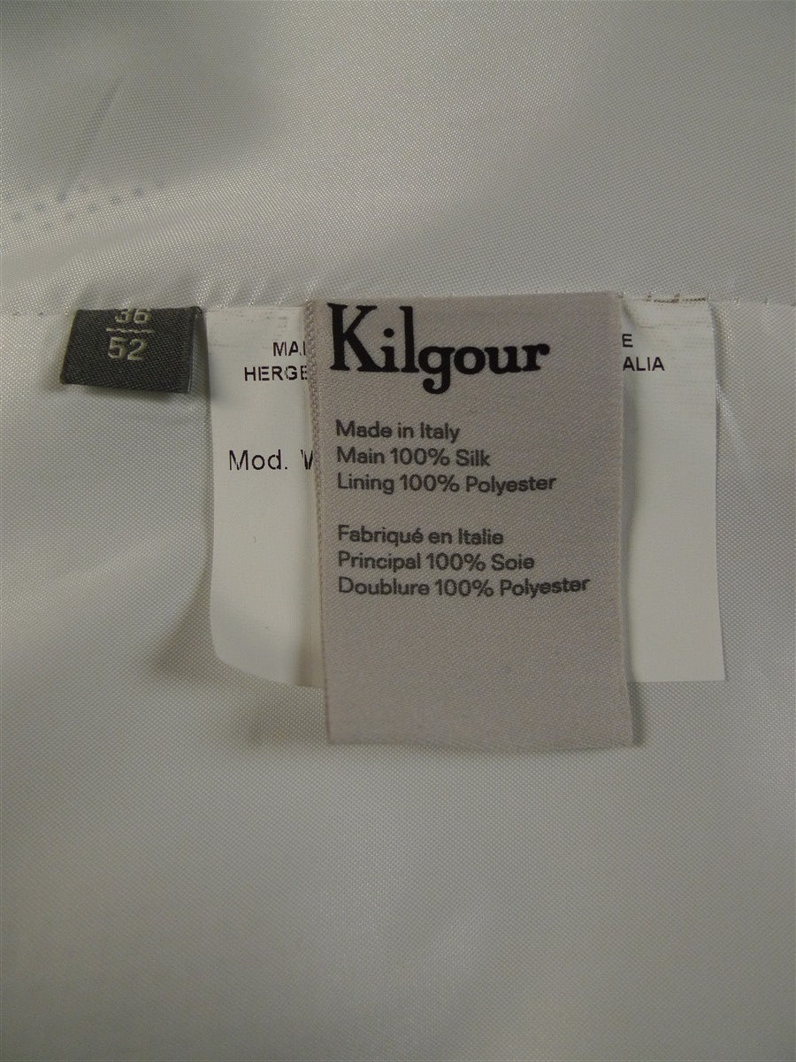 25/0221B new w/tags kilgour savile row 100% silk white / dark navy polka dot 1/1 d/b morning waistcoat (rrp £350) 36