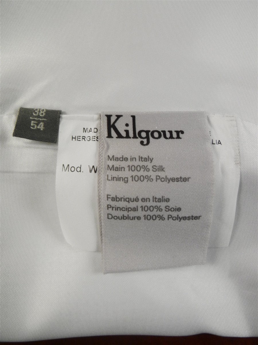 25/0221 new w/tags kilgour savile row 100% silk white / dark navy polka dot 1/1 d/b morning waistcoat (rrp £350) 38