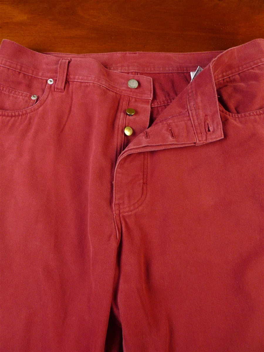 25/0240 james purdey london red cotton chino jean trouser 36