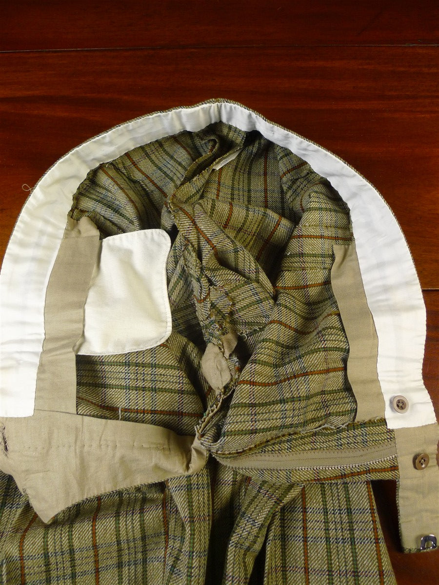 25/0246 stunning & very rare original 1975 tommy nutter 'nutters' savile row bespoke green bold check tweed suit w/ wide lapels and boot-leg 38-39 short