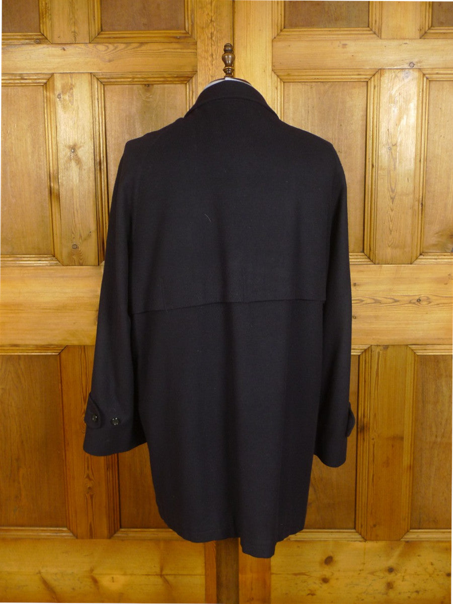 25/0249 vintage aquascutum wool & 15% cashmere navy blue raglan field coat jacket xxl