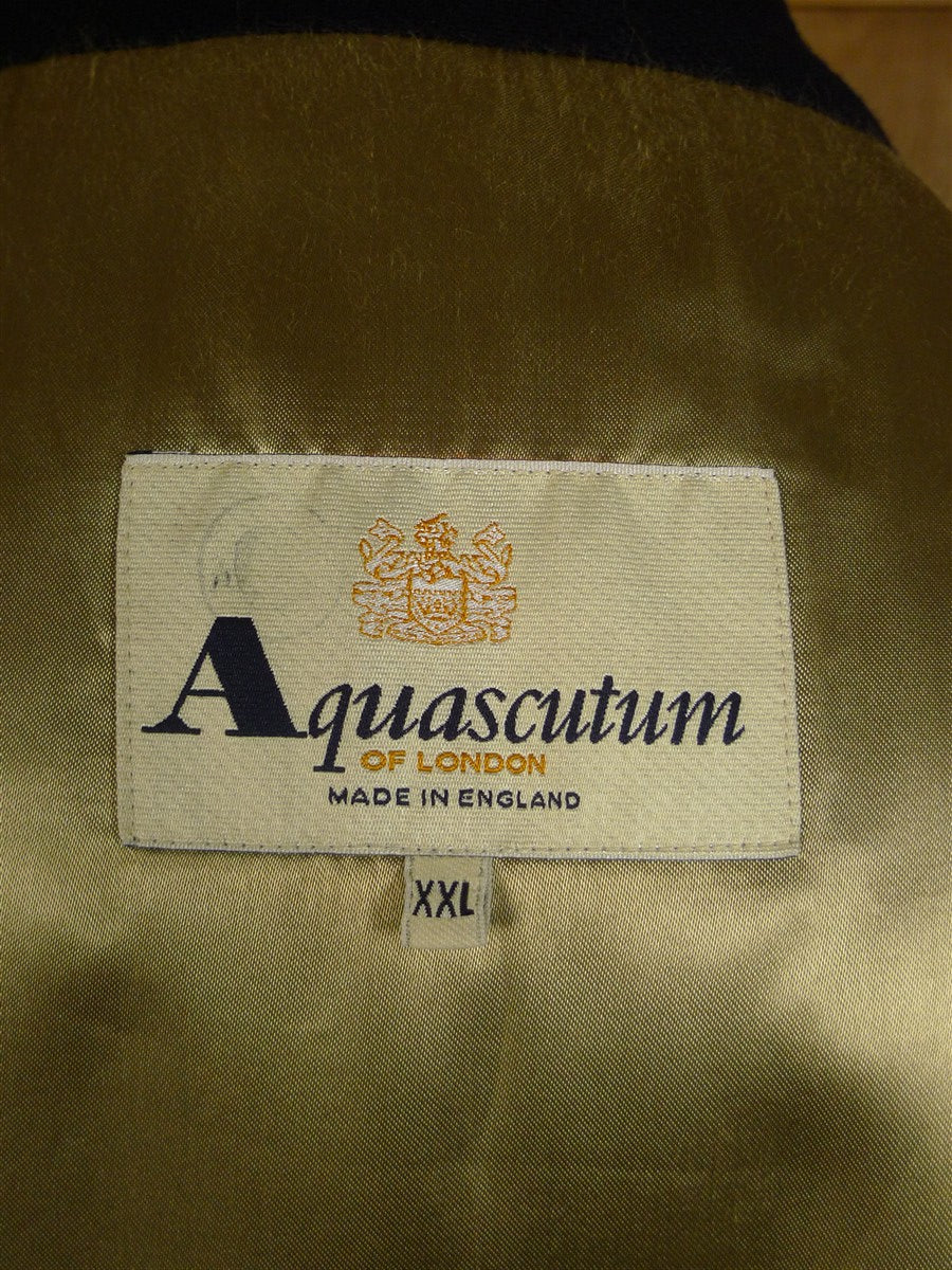 25/0249 vintage aquascutum wool & 15% cashmere navy blue raglan field coat jacket xxl