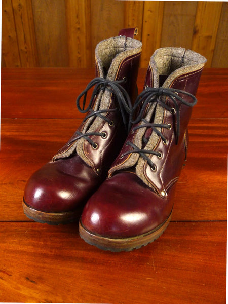 25/0243 carreducker heavyweight felt-lined mahogany red lace-up field boots (rrp £2,000) uk 11