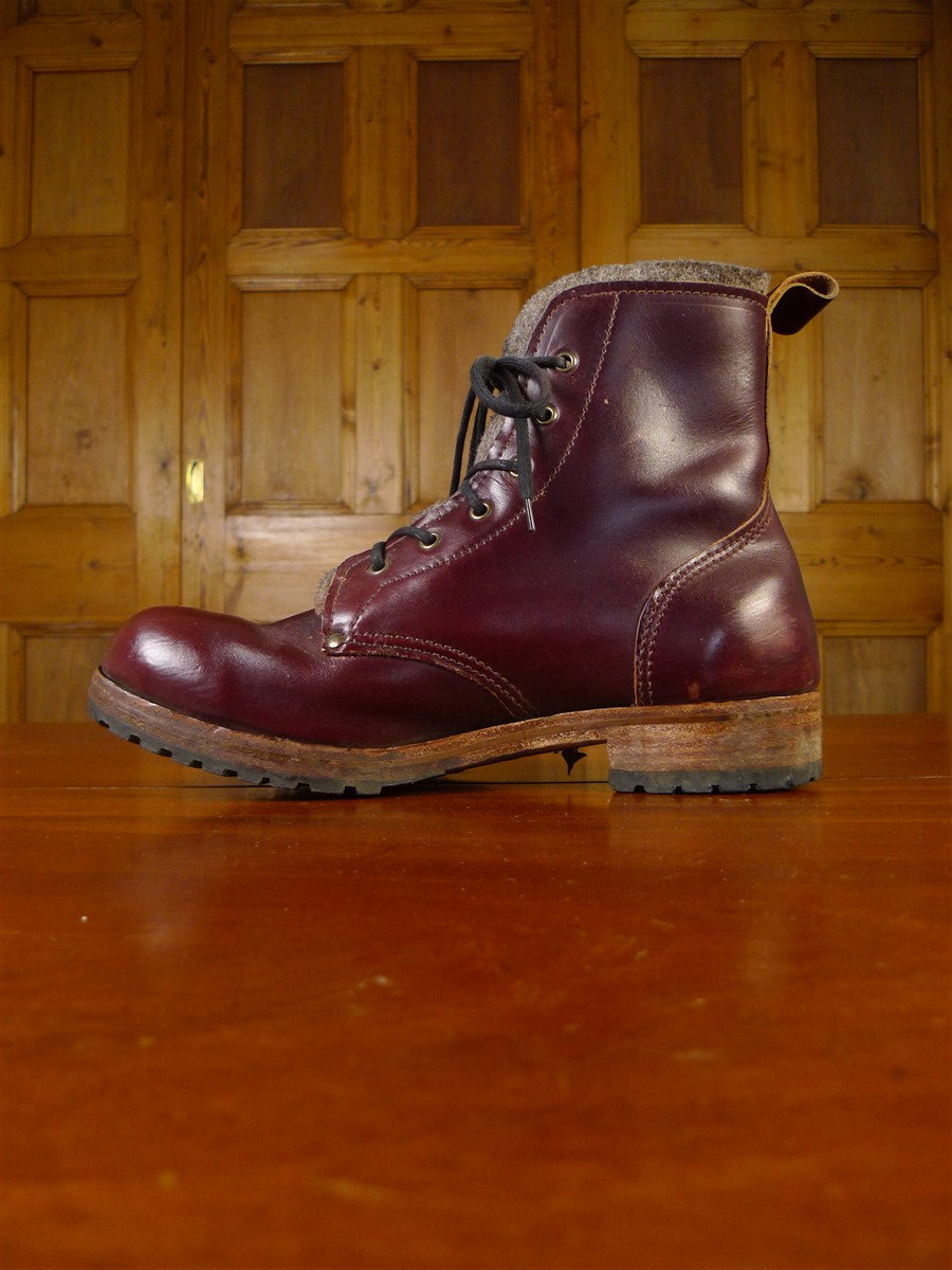 25/0243 carreducker heavyweight felt-lined mahogany red lace-up field boots (rrp £2,000) uk 11