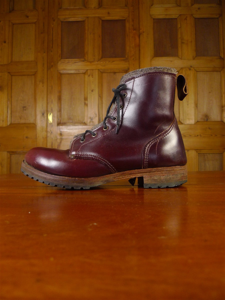 25/0243 carreducker heavyweight felt-lined mahogany red lace-up field boots (rrp £2,000) uk 11