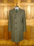 25/0269  immaculate vintage crombie wool green / amber glen check wool tweed coat overcoat 42-44 regular