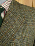 25/0269  immaculate vintage crombie wool green / amber glen check wool tweed coat overcoat 42-44 regular