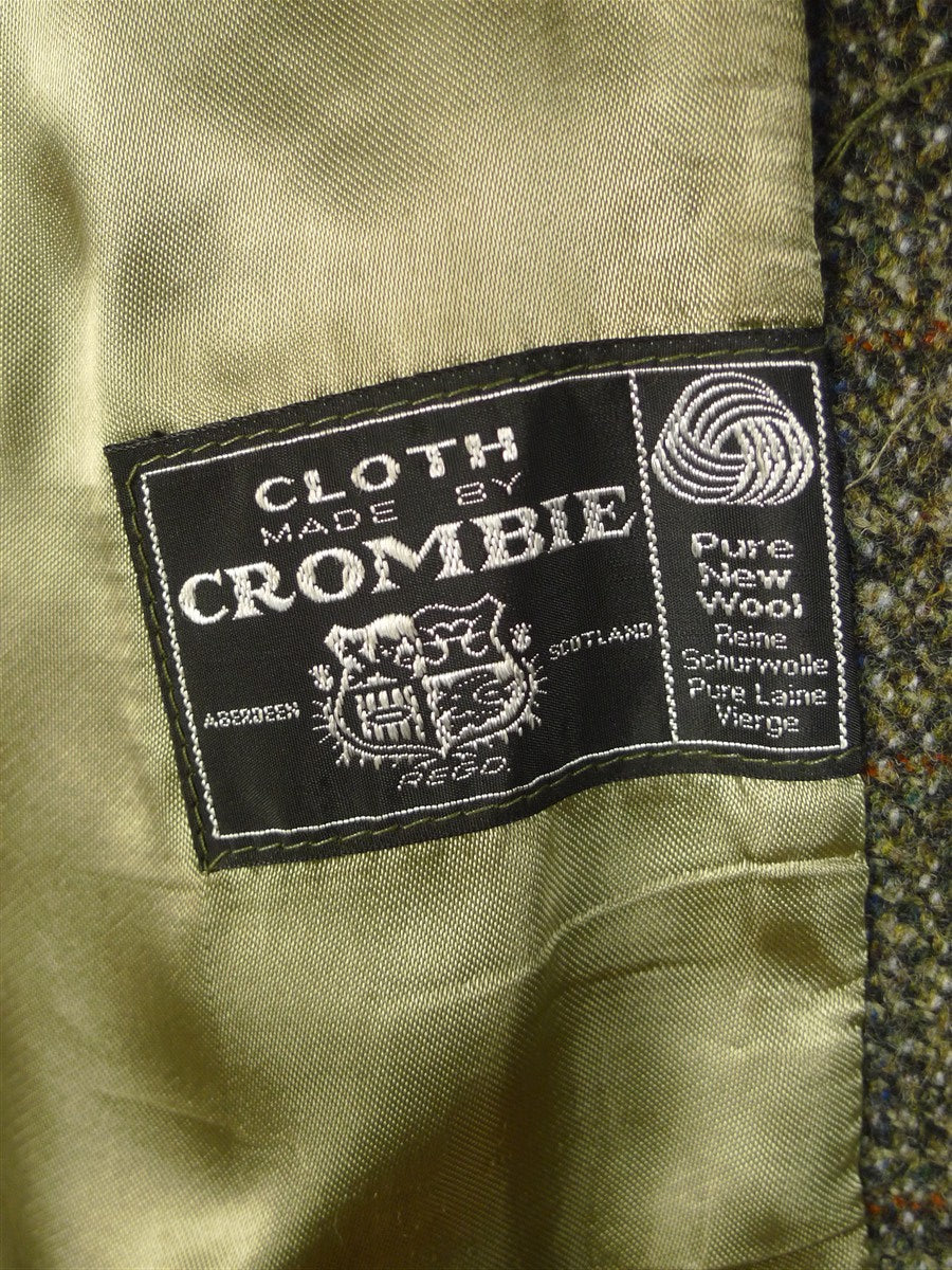 25/0269  immaculate vintage crombie wool green / amber glen check wool tweed coat overcoat 42-44 regular