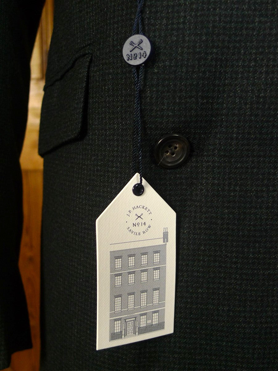 25/0277V new w/tags hackett no.14 savile row 'white label' dark green dogtooth check d/b virgin wool suit (rrp £895) - various sizes available