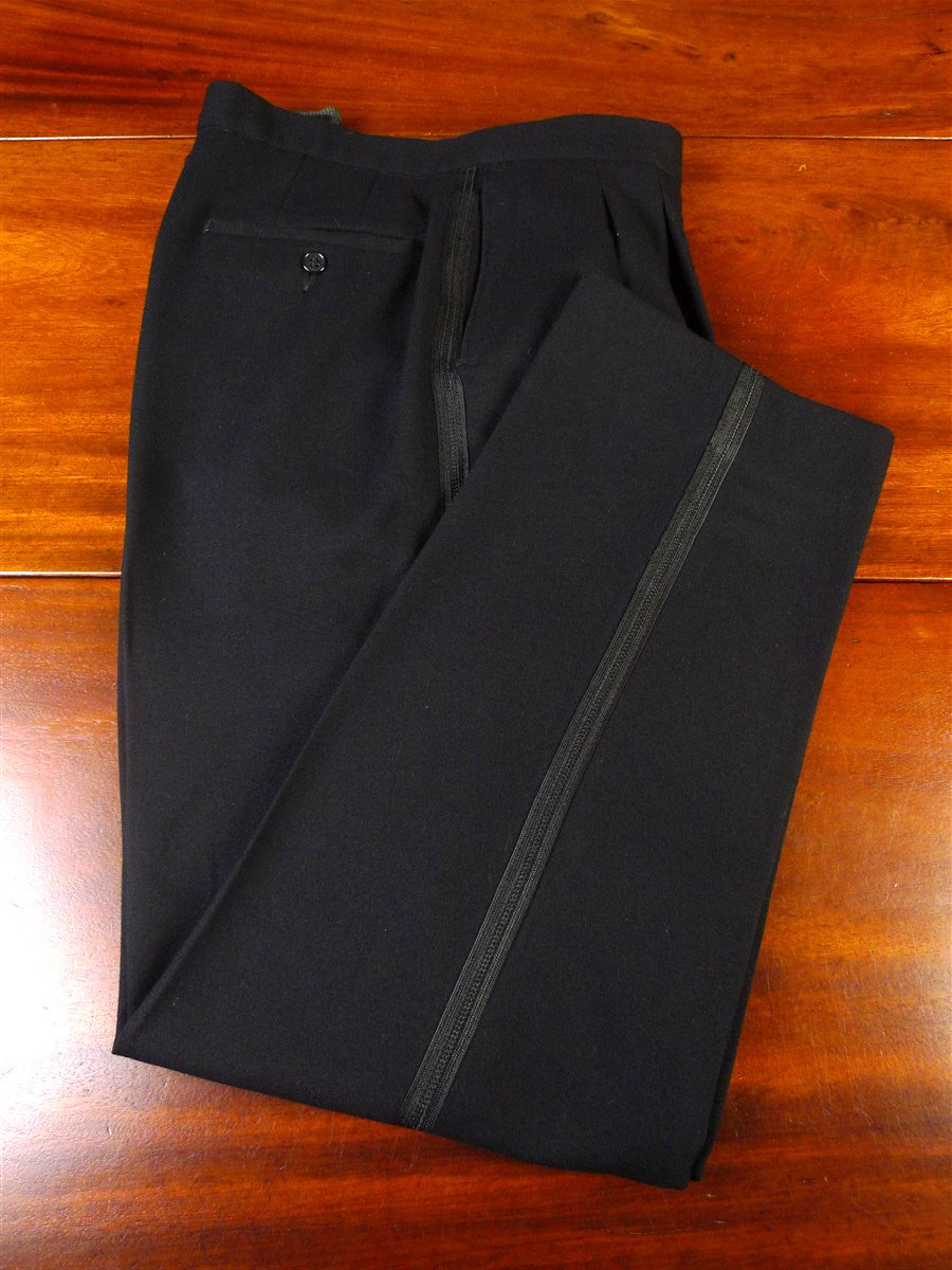 25/0303 vintage pakeman black barathea wool evening trouser 35-38