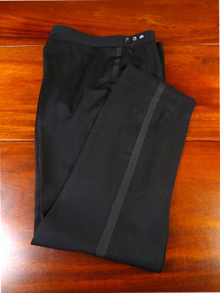 25/0272 immaculate kent & haste savile row bespoke black barathea wool evening trouser 36