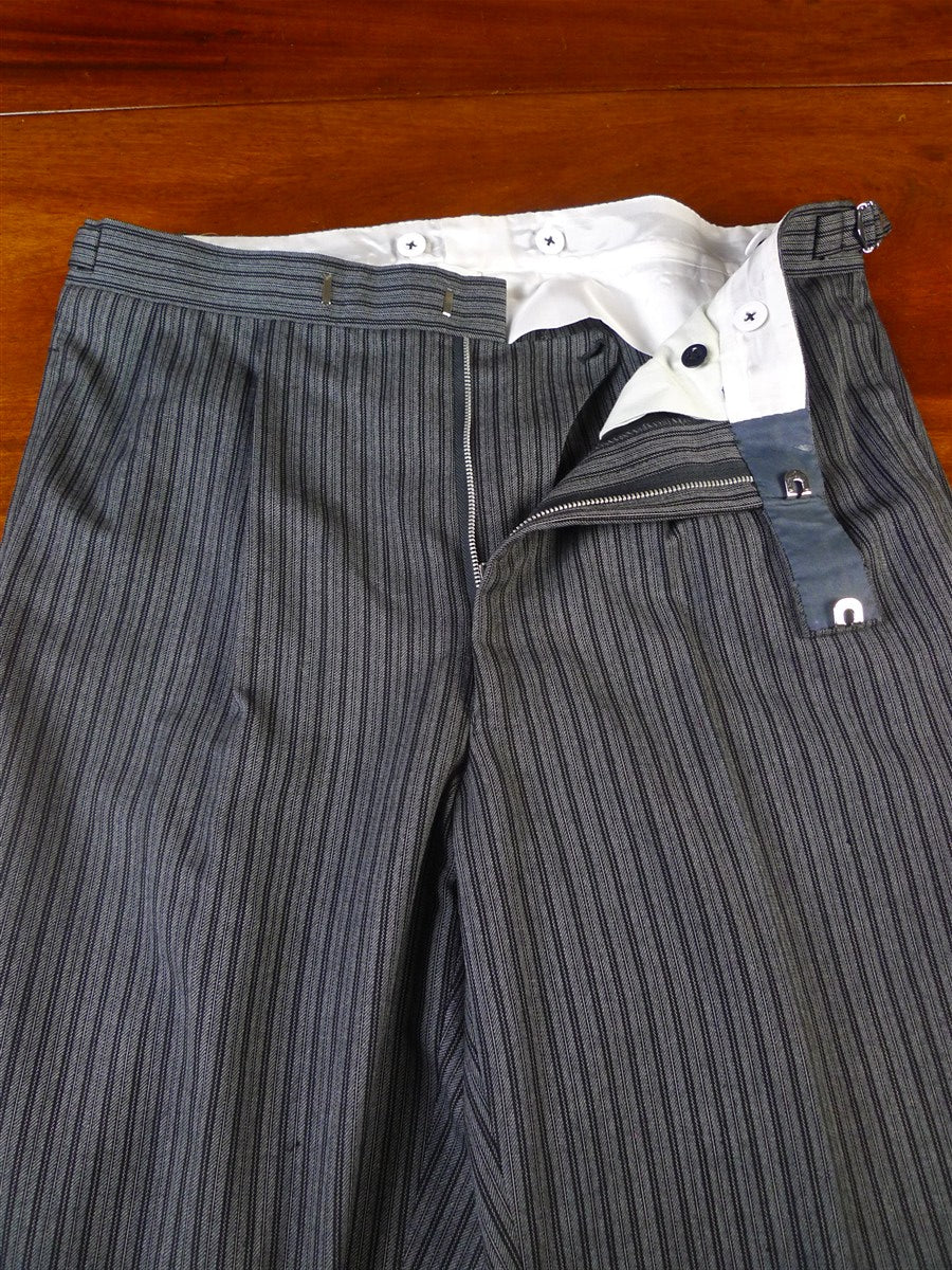 25/0300 redwood & feller 2008 savile row bespoke 'cashmere stripe' worsted morning trouser 36