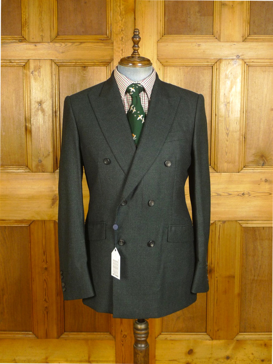 25/0277V new w/tags hackett no.14 savile row 'white label' dark green dogtooth check d/b virgin wool suit (rrp £895) - various sizes available