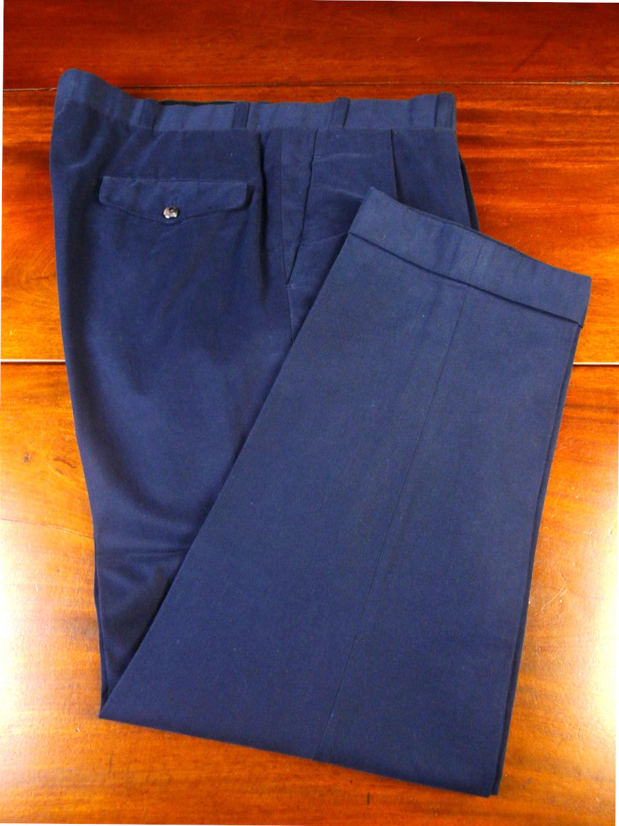 25/0293 immaculate kent haste 2017 savile row bespoke navy blue cotton chino trouser 41