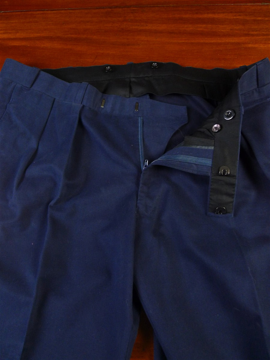 25/0293 immaculate kent haste 2017 savile row bespoke navy blue cotton chino trouser 41