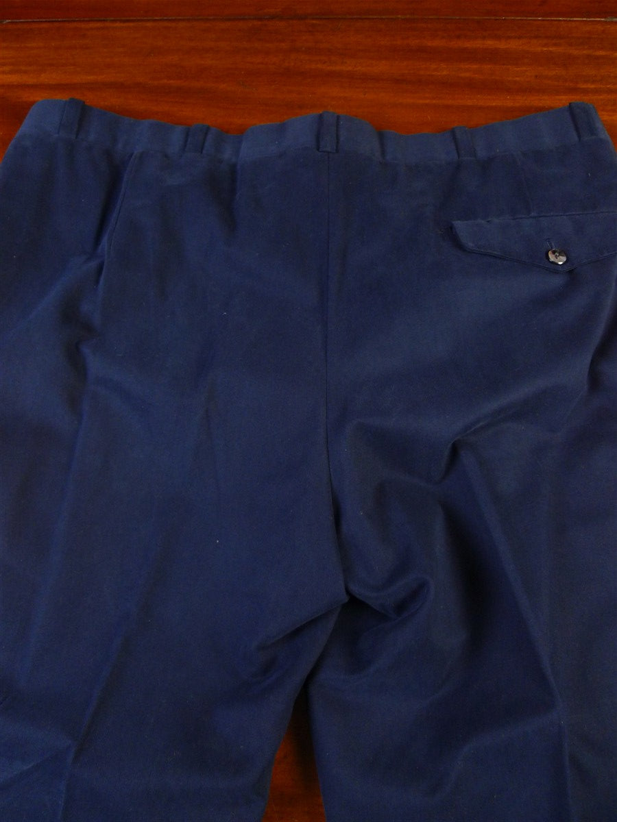 25/0293 immaculate kent haste 2017 savile row bespoke navy blue cotton chino trouser 41
