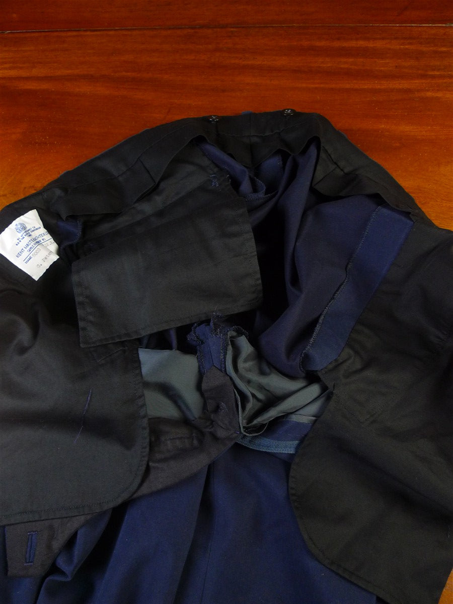 25/0293 immaculate kent haste 2017 savile row bespoke navy blue cotton chino trouser 41