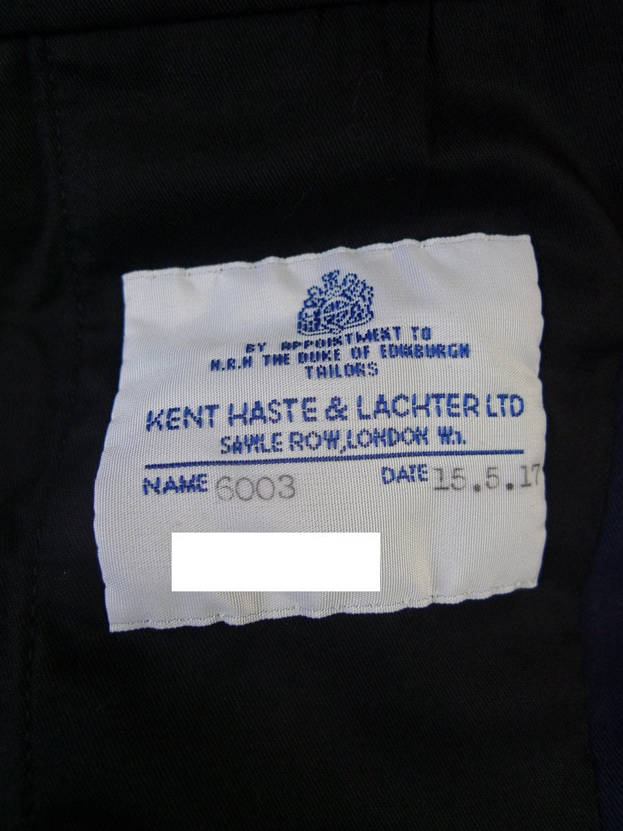 25/0293 immaculate kent haste 2017 savile row bespoke navy blue cotton chino trouser 41