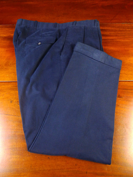 25/0294 immaculate kent haste 2016 savile row bespoke navy blue cotton chino trouser 40