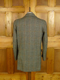25/0281 vintage hardy amies west of england wool glen check tweed car pea coat 44