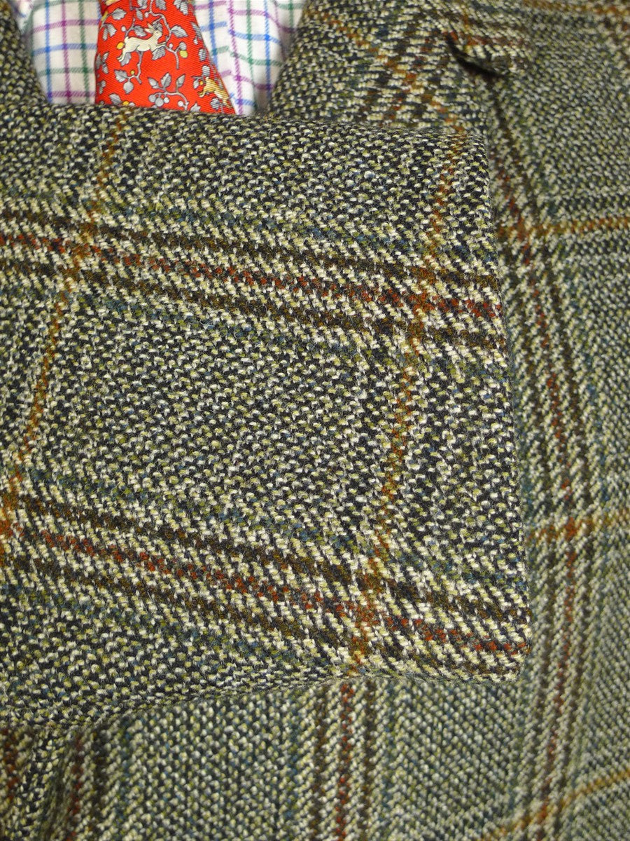 25/0281 vintage hardy amies west of england wool glen check tweed car pea coat 44