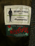 25/0281 vintage hardy amies west of england wool glen check tweed car pea coat 44