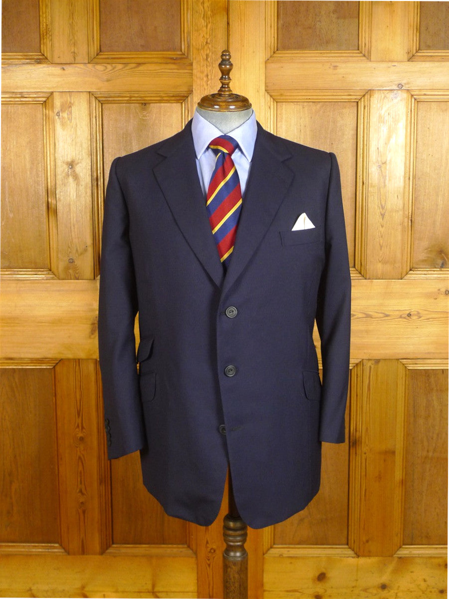 25/0270A immaculate 2018 kent & haste savile row bespoke navy blue worsted & mohair suit jacket blazer 50 regular