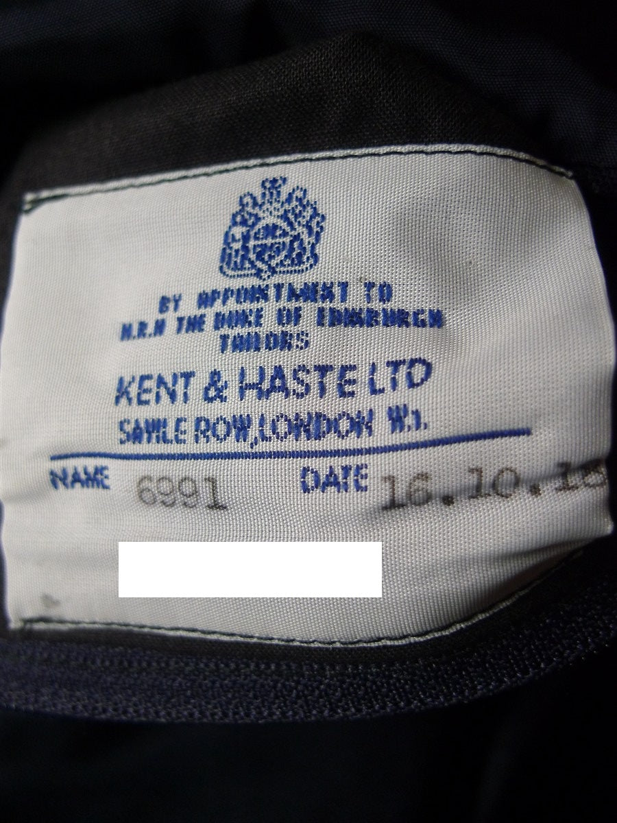 25/0270A immaculate 2018 kent & haste savile row bespoke navy blue worsted & mohair suit jacket blazer 50 regular